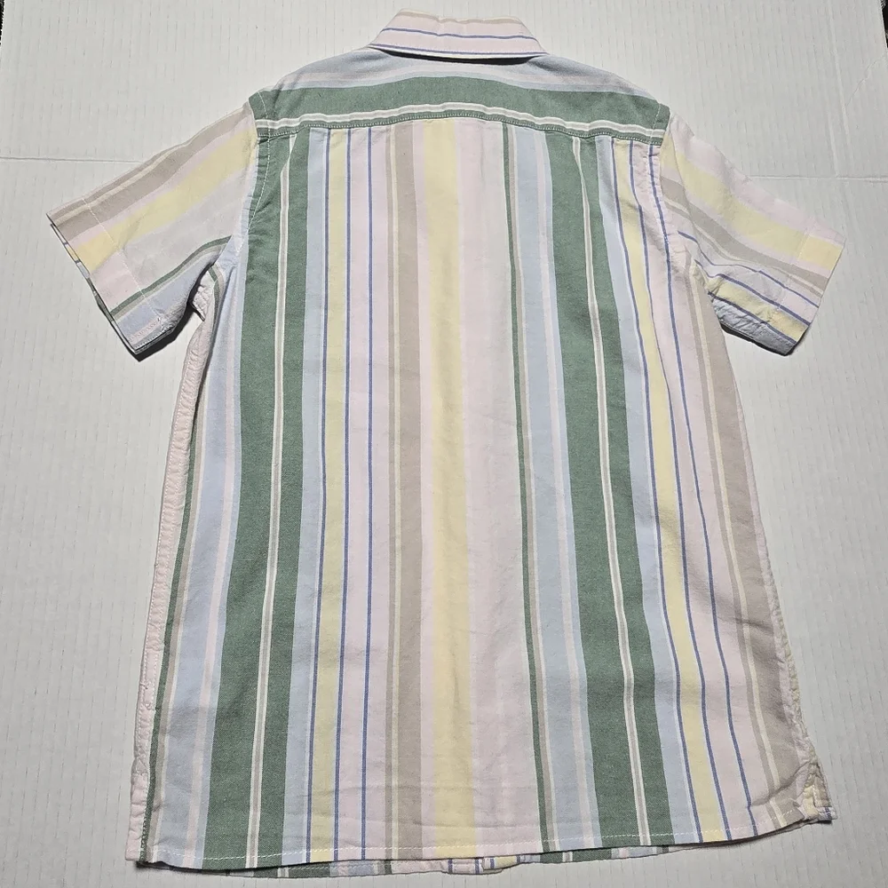 GAP Youtg Boys' Size 7 Striped and Plaid Cotton Shirt Set - Green and Red Bundle